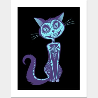 Spooky Cat Blue - Spooky Halloween Posters and Art